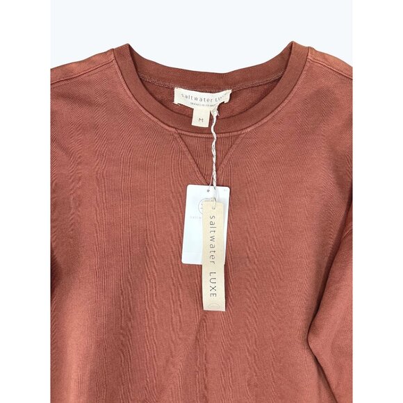 Saltwater Luxe Womens M Crewneck Sweatshirt Spice Cotton Lace Back & Sleeve Deta - Picture 9 of 15